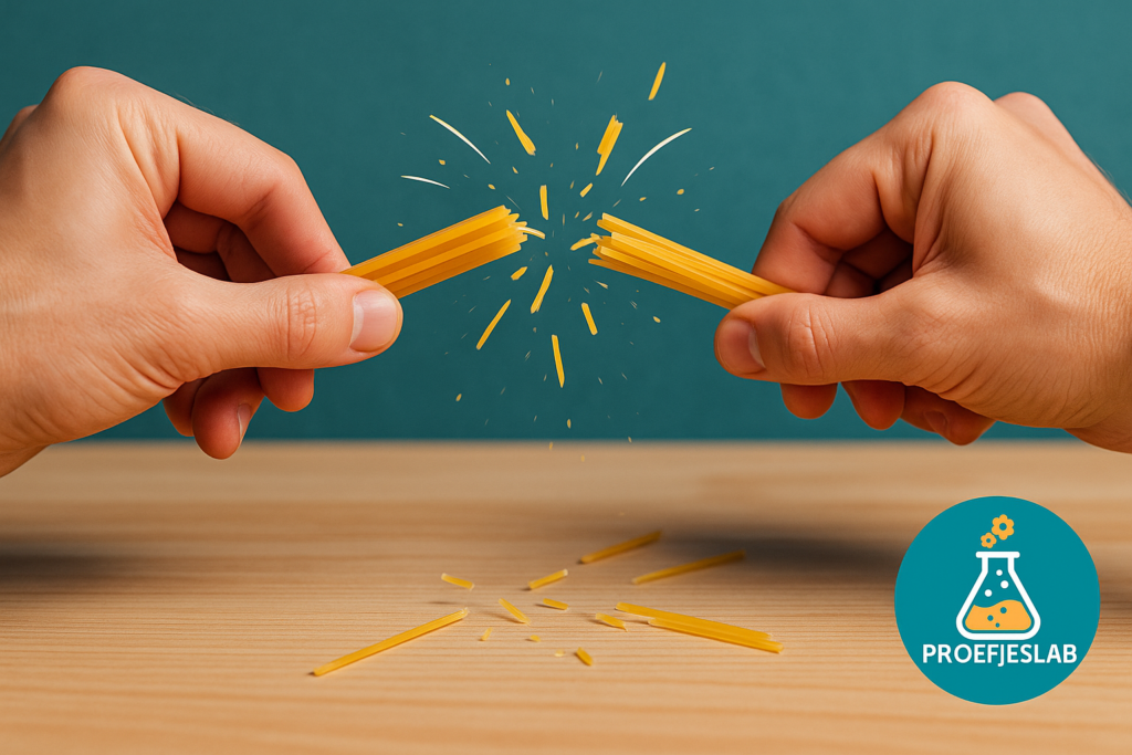 Waarom spaghetti (bijna nooit) netjes in tweeën breekt